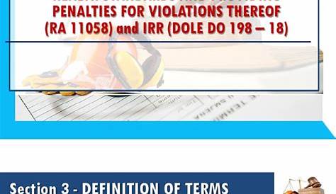Republic Act 11058, Dept Order 198-18 Safety Advocates - Community