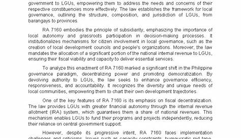 RA 7160 - The Local Government Code of 1991 | PDF | Local Government