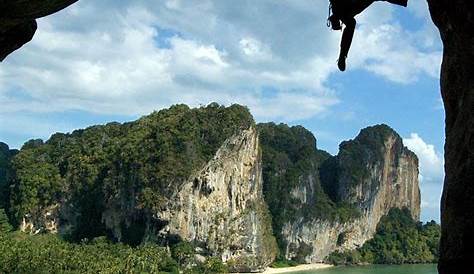 Railay Beach Thailand Rock Climbing Climber Face At , Tonsai,