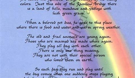 Free Rainbow Bridge Poem Rainbow Bridge Poem Inspirational Pet Love