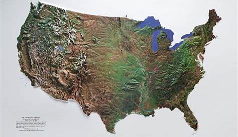 United States 3D Raised Relief Map // Warm 3D Topographical Maps