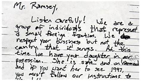 jonbenet ramsey ransom note | Etcetera | Pinterest | Jonbenet ramsey