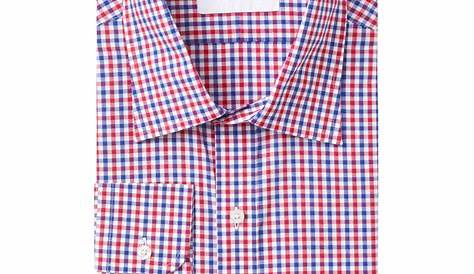 Men's Standard-Fit Long-Sleeve Two-Color Gingham Shirt - Red/Blue