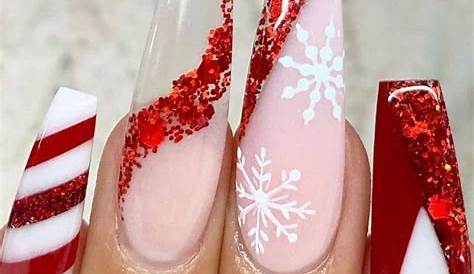 Red And White Christmas Acrylic Nails