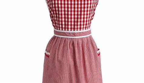 Red & White Gingham Check Half Apron Vintage Style Waist | Etsy
