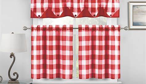 Jackson red gingham check kitchen curtain valance | Gingham curtains