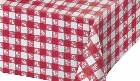 Exquisite 12 Pack Premium Round Plastic Checkered BBQ Tablecloth - Red
