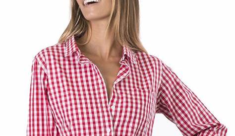 Tailored Shirt - Red White Gingham Check Women's Button Up by Double R