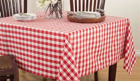 VINTAGE RED WHITE FLORAL CHECK GINGHAM COTTON TABLECLOTH | Cotton