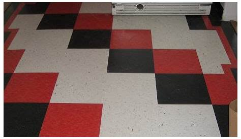 Red And White Vinyl Floor Tiles Quality ing 11ft 3” X 13ft , Black