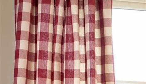 Red Gingham Check Window Long Curtain (available in many lengths and