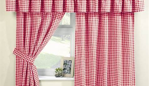 Molly Gingham Check Pattern Ready Made Kitchen Curtains/Drapes With