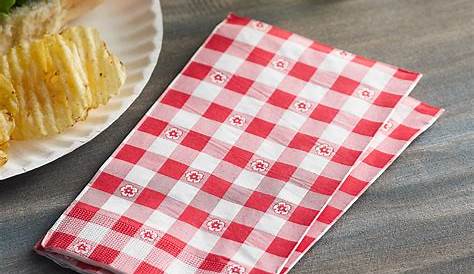 WallyE Red and White Gingham Paper Napkins for Gift Wrapping, BBQ or