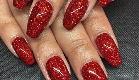 Red Nails Ideas Glitter Christmas