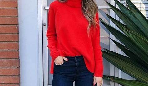 Red Turtleneck Outfit Spring