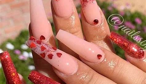 Red Valentine's Day Coffin Nails 40+ New Acrylics Long Ideas Fashion 2D
