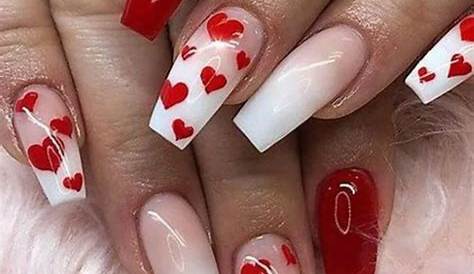 Red Valentines Day Nails Acrylic Short