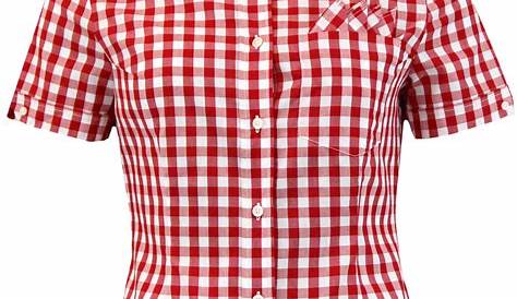 BRUTUS TRIMFIT Women's Mod Button Down Gingham Check Shirt in Red