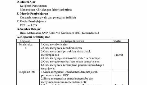 RENCANA PELAKSANAAN PEMBELAJARAN (RPP) Sekolah : SMP