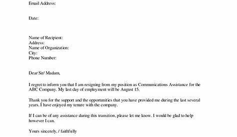 Resignation Letter Template Rich Image And