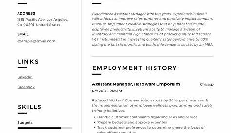 Assistant Manager Resume Example | Kickresume