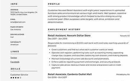 Retail Assistant CV Example - icover.org.uk
