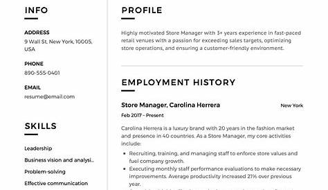 Retail Manager Resume Template Free Sample & Writing Tips Companion