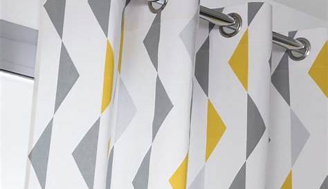 Rideau Jaune Et Gris Occultant Polyester Moderne Pour Chambre