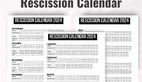 2022 Rescission Calendar Customize and Print