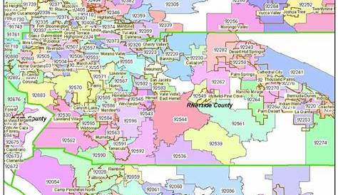 Riverside County, CA Zip Code Wall Map Red Line Style by MarketMAPS