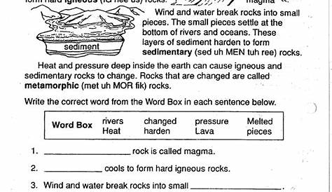 Rocks and Minerals Worksheets Types of Rocks 3rd 4th 5th Grade