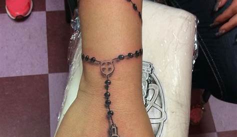 Rosary Around Hand Tattoo Minimalistic Wrist 0