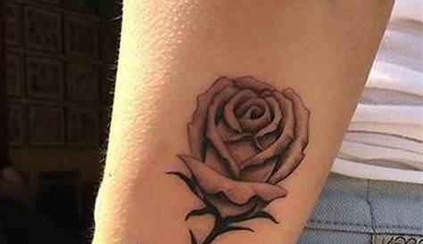 Black & White Realistic Rose Outer Forearm Tattoo Ideas for Women
