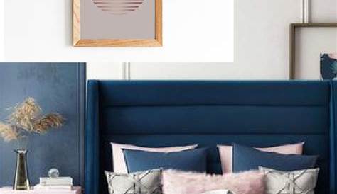 Rose Gold And Navy Blue Bedroom Decor