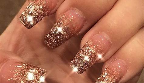 Rose Gold Glitter French Nails Sns Ombre Manicure