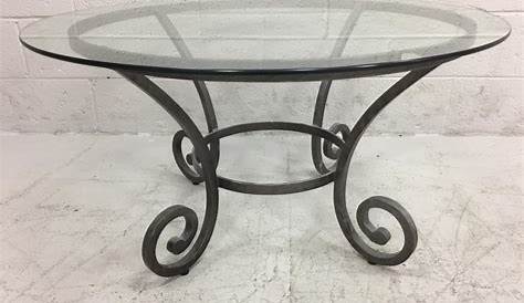 Round Glass Top Coffee Table Wrought Iron And