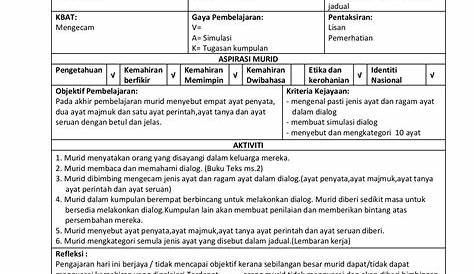 Rancangan Pengajaran Harian Bahasa Melayu Tahun 3 2020 - Riset