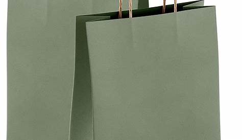 Matt finish laminated paper gift bags, sage green, 250x300x90mm, pack