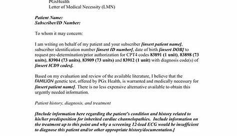 Appeal Letter Sample For Medical Necessity Templates at