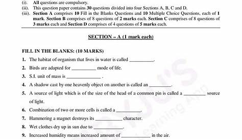 CBSE Class 6 SA2 Question Paper for English