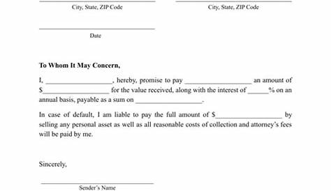 Sample Promise To Pay Letter