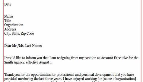 Sample Resignation Letter With Reason Pdf For Personal Format
