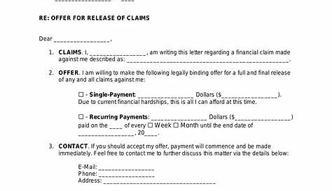 Sample Settlement Offer Letter