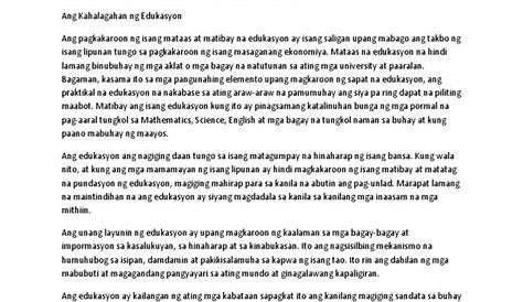 Sanaysay Examples Sanaysay Kahalagahan Ng Kalayaan Pagkakapantay | The