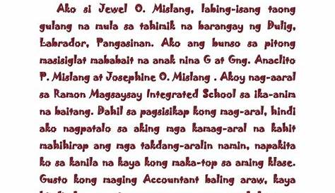 Halimbawa Ng Di Pormal Na Sanaysay Tungkol Sa Sarili