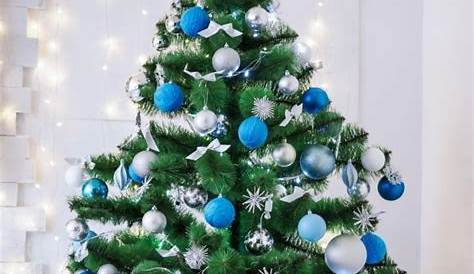 Sapin Blanc Deco Bleu Et Gris De Noël En 34 Idées De Décoration D'arbre De