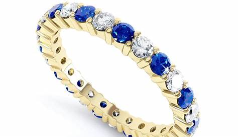 Sapphire And Diamond Full Eternity Ring 4 Mm Gold / Platinum Princess Cut Blue