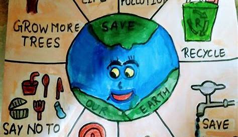 How to draw save environment poster chart for school students (very