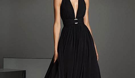 Long black dress, wool dress, winter dress, long women dresses, pleated