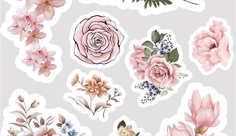 PRINTABLE Flower Sticker files PNG file, Watercolor Flower